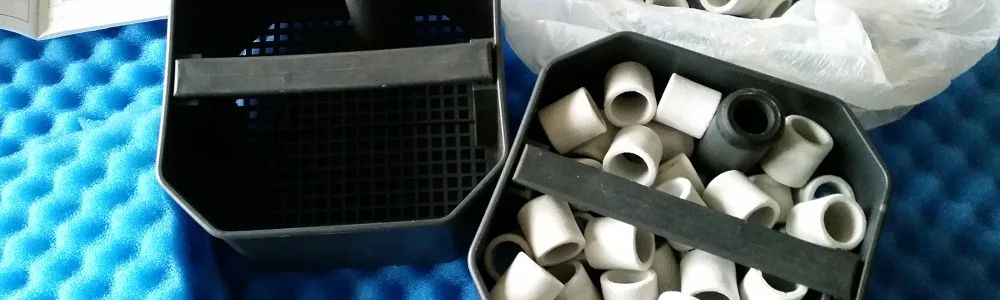Foamex para filtro de acuario plantado. Canutillos de cerámica para acuario.